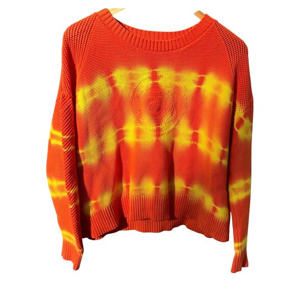 Desigual faded Ethnic Knit Orange Embroidered Oversized Slouchy Jumper M - Picture 2 of 9